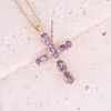 Pendant Necklaces High Quality Crystal Shiny Zirconia Cubic Zircon Necklace Cross Jesus Christ Gold Colour Jewelry Gift For WomenPendant