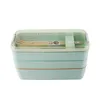 Vete Straw Lunch Box For Kids Tuppers Food Containers School Camping levererar servis läcksäker 3-lager Bento Boxes FY5354 0704