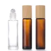 5ml 10ml 15ml Amber Frosted Glass Roll On Bottles Refillable Empty Essential Oil Roller Bottle with Stainless Steel Roller Balls