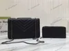Märke två stycken kuvertväska klaff svart etikett kedja väska mode mångsidig koppling