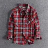 Ny ankomst British Fashion Youth Plaid Tops Autumn och Winter Men's Longsleved Blue Plus Size High Quality To Sale XL