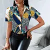 Blouses voor dames shirts zomer print revers shirt shirt tops voor vrouwen 2022 mode dame kantoor sinelige borsten slanke vintage vrouw