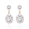 Dangle & Chandelier Elegant Clear Color Big Flower Drop Earring Gold Crystal Piercing Women Wedding JewelryDangle