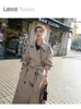 X-Long Women's Trench Long Coat Double-Breasted Belted Lady Cloak Windbreaker Fall Outerwear