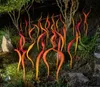 Jardin Art Décoration Debout Lampadaire Orange Spears Soufflé À La Main En Verre De Murano Grand Spike Sculpture D'extérieur 24 À 48 Pouces