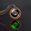 Collane con ciondolo Collana tripla luna luminosa Gioielli Wiccan Pentacolo Pentagramma Vetro Corda di legno Catena Glow In DarkPendant