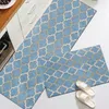 Mattor Anti-Slip Kitchen Floor Mat Blue Lattice Rug Bath Long Strip Absorption Doormat Entré Balkong vardagsrummet Hushåll CAR276M