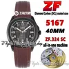 2022 ZF v3 обновляется 5167 324SC ZF324 Автоматические мужские часы 40 -мм чернокожие текстурные наборы Diamond Carbon (DCL) Корпус коричневый резин