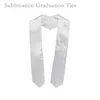Cravates de Sublimation vierges de fête cravates de transfert de chaleur blanches solides bricolage cravates en Polyester cravate de Graduation pour les fêtes de mariage