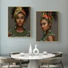 Arte africana Donna nera e oro Pittura artistica da parete su tela Cuadros Ritratto di donna scandinava Poster e stampe foto