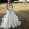 Dos Nu 2022 Robe De Mariée Boho 3D Appliqued Summer Beach Robes De Mariée De L'épaule Tulle Aime La Dentelle En Plein Air Lady Mariage Dr206s