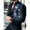 Camicie casual da uomo Moda Uomo Camicia oversize Stampa leone Maglie a maniche lunghe Abbigliamento da uomo Camicette con cardigan da ballo Designer di alta qualità