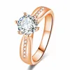 Anéis de prata para mulheres jóias de moda de alta qualidade zircão de zircão de seis garras anel de anel aberto anel ajustável