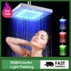LED Regenval Douchekop met LED -verlichting Temperatuursensor Automatische kleur Veranderen vierkante ronde douchekop Hoge druk