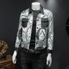 العديد من الجيوب طباعة السترة العلامة التجارية العلامة التجارية 2022 Fall Club Cover Coat Mens Floral Bomber Jackets Slim Fit Streetwear