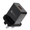 UK US UE Fast Charger 18 Watt qc 3.0 Carga rápida 3A Adaptador de celular Charging de parede USB para Galaxy S21 S20