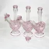 9 pulgadas de vidrio rosa Bong en forma de corazón tazón de vidrio Hookah Shisha Beaker Dab Rig Fumar Pipa de agua Filtro Bubbler