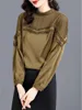 Blouses voor dames shirts vrouwen lente herfst dame mode casual lange mouw o-neck kraag geplooide blusas tops g2004women's