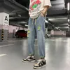 Jeans da uomo Jeans strappati da uomo 2022 Moda maschile Gamba larga Taglio dritto Alta Streetwear Pantaloni larghi Vita elastica Pantaloni casual in denimUomo