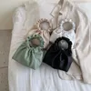 Abendtaschen runde Griff Feste Farbe PU Leder kleine Totes für Frauen 2022 Mode Summer Crossbody Schulter Einfaches Handtaschesevening
