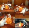 Three Levels Pet Cat Toy Tower Tracks Disc Cat Intelligence Amusement Triple Disc Cat Toys Ball Training Amusement Plate 220510