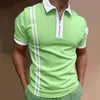 2022 Zomer Nieuwe Stripe Color Golf Polos T-shirt voor mannen Slim Fit Zipper Rapel Korte Mouw Casual Print Polos T-shirts 2022PLS-2