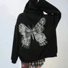 Kobiety Hip Hop Streetwear Bluzy jesienne Zwyciężony płaszcz z kapturem Goth Harajuku Y2K Grunge Punk zamek błyskawiczny 220816