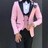 Ternos masculinos Blazers Primavera/outono Black Peaked Lapeel Pink Men for Wedding Slim Fit Pants personalizadas Defesa de Blazer Casas Custom Blazer