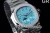 2022 GRF Moon Phase Date 5712/1A Cal.240 PP240 Автоматические мужские часы Limited Edition Tiffan9 Blue Texture Dial Bracelet Bracelet Eternity Super Version Watches
