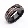 Fedi nuziali 8mm Black Rose Acciaio inossidabile Carburo di tungsteno Hawaiian Koa Wood Arrow Inlay Gioielli da uomoMatrimonio