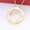 Klassiek ontwerp Big Cz Circle Hangketting 18k Rose Gold Pating Roestvrij stalen kettingen