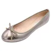 Women Ballet Flat Shoes Round Toe Bow Silver Gold Flats Bowknot Slip on Loafers Lazy Casual Shoes Plus Large Size 41 Waterproof Y220427