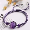 Brins de perles en gros violet cristal naturel tissage à la main fleur perles Bracelet pour les femmes présent Bracelet ethnique mode bijoux