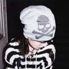 Bonnet/tête de mort casquettes casquettes Harajuku Punk gothique noir blanc gris tête de mort Beanie H T220823