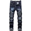 Drop Fashion Biker Jeans Herren Distressed Stretch Ripped Hip Hop Slim Fit Löcher Punk Denim Baumwollhosen 220813