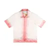 New Casablanca men sets kapalia Hawaiian Satin Flower gradient pink short sleeve shirt