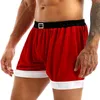 Slip rouge hommes flanelle noël père noël Cosplay Costume Sexy sous-vêtements Boxer Shorts culotte homme cadeau caleçon