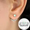 Boucles d'oreilles à tige en opale de lotus en métal creux vintage bohème vissées à clip Boucles d'oreilles détachables faites à la main de couleur argent pour femme