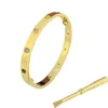 Pulseira de diamante para mulheres amantes homens pulseiras personalizado parafuso pulseira designer jóias de luxo titânio aço gold-plat287S