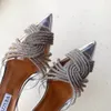 Aquazzura Hoge kwaliteit ontwerpers hakken dames sandalen rode bodems hakken Crysta buckle feest trouwjurk schoenen hak sexy achterste riem 100% lederen sandaal