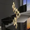 Modern LED Staircase Chandelier Lamps Living Room Villa Hall Light Luxury Long Line Spiral Duplex Building Nordic Simple Chandelier