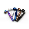 95mm Short Rod Zinc Alloy Electroplated Smoking Pipes with Lid 4 Colors Portable Metal Pipe Smoke Tube Tobacco Herb Cigarette Holder Hitter Bat ZL0926