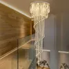 Pendant Lamps Modern Double Spiral Staircase Lustre Crystal Ceiling Chandelier Loft Restaurant Hotel Hall Long Illumination Lights