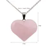 Chains Fashion Natural Pink Crystal Rose Quartz Heart Pendant Necklace For Women Jewelry
