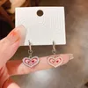 Dangle & Chandelier Sweet Cute Pink Love Heart Earrings 2022 New Simple Beautiful Jewlery Wholesale