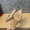 Kvinnors 2022 Senaste formella klänningsspetsade skor Square Heel höjd 7,5 cm läder yttersula mode sexig standardstorlek 35-41