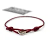 Moda donna amante braccialetto fatto a mano rosso nero corda braccialetto catena fascino titanio acciaio inossidabile tre cerchi bracciali per ragazze regalo