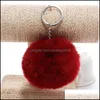 Nyckelringar smycken pom poms kedjor kanin faux p￤ls bollar nyckelring fluffy pompom nyckelrings f￶r kvinnor flickor v￤ska charm tillbeh￶r h601 dhmwh