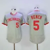 Na85 Retro Jersey Johnny Bench Jersey Joe Morgan Chris Sabo Mesh White Hemp Grey Red Flex Base Stitched Vintage Baseball