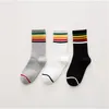 Spring Autumn Women's Casual Sports Socks Lady Rainbow Cotton Breathable Sweat-absorbing Mid-tube Sock Bulk Price